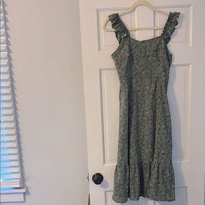 Unity Ditsy Floral Print Ruffle Trim Split Thigh Dress